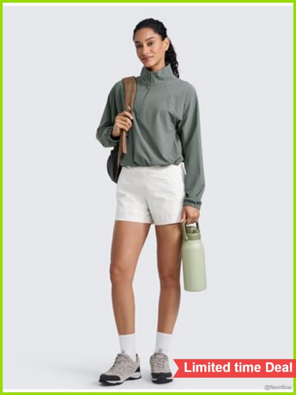 Mid Rise Hiking Shorts 4" Quick-Dry Ripstop Zip Pockets - Picture 2 of 3